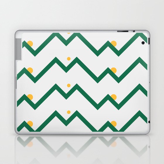 Green Zigzag with Yellow Dots Laptop & iPad Skin