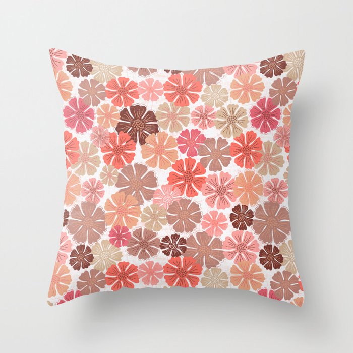 Earthy Flowers Throw Pillow