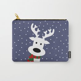 Reindeer in a snowy day (blue) Carry-All Pouch