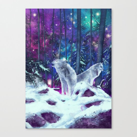 white wolf in the forest Canvas Print