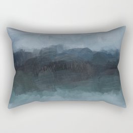 Stormy Day - Gray Navy Blue Black Abstract Nature Ocean Painting Art Print Wall Decor  Rectangular Pillow