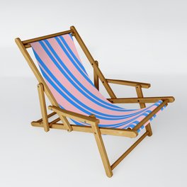 [ Thumbnail: Blue and Pink Colored Striped Pattern Sling Chair ]