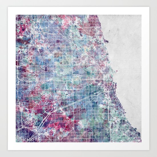 Chicago map Art Print