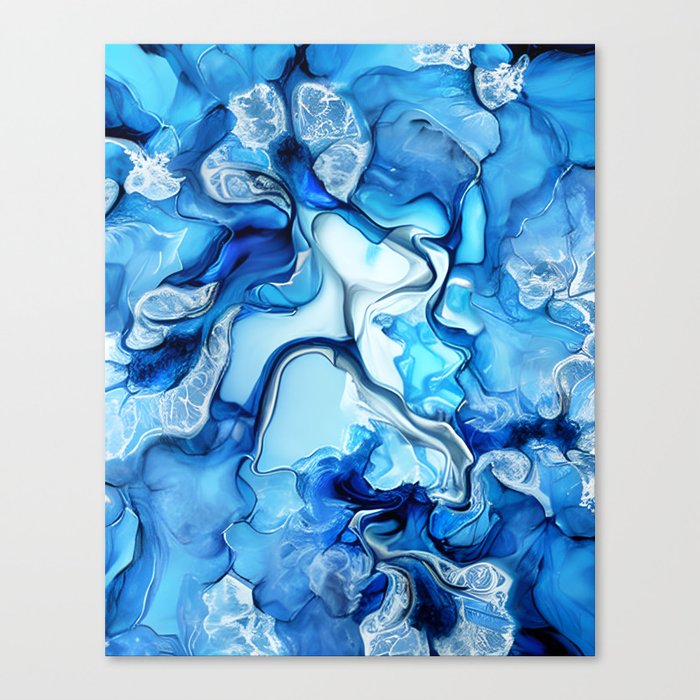 Blue Stained Glass Design: Blue Swirl Abstract Canvas Print