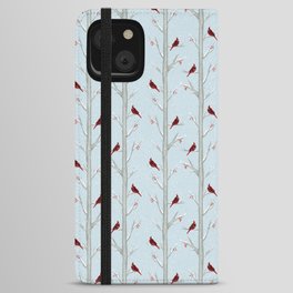 Red Cardinal Bird In The Winter Forest iPhone Wallet Case