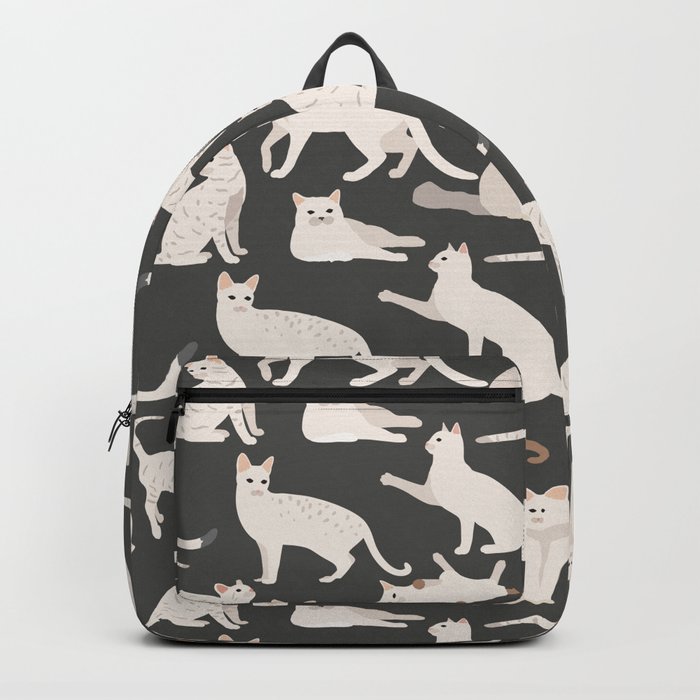 White Cats Pattern Backpack