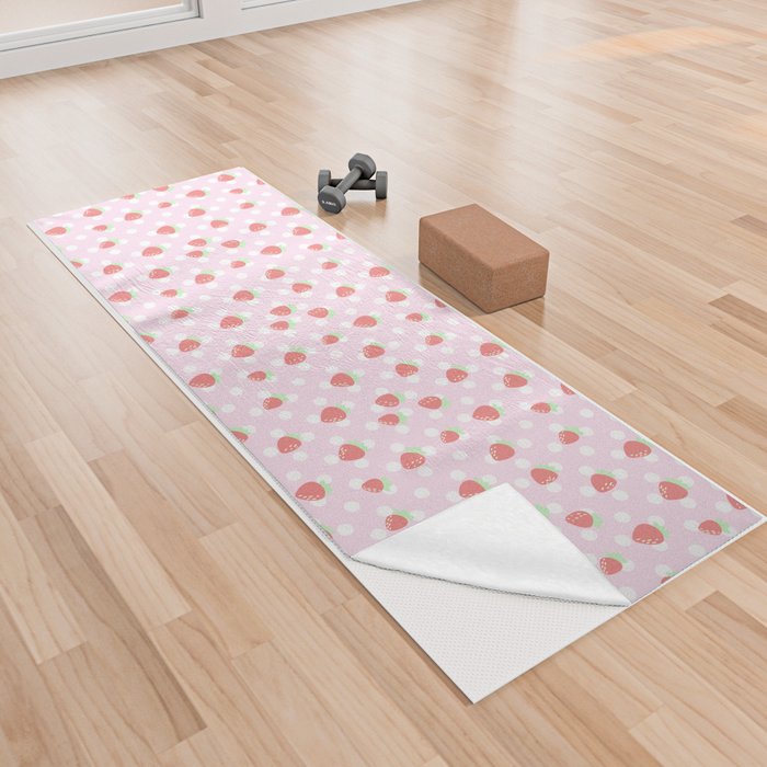 Strawberries And Polka Dots  Yoga Towel