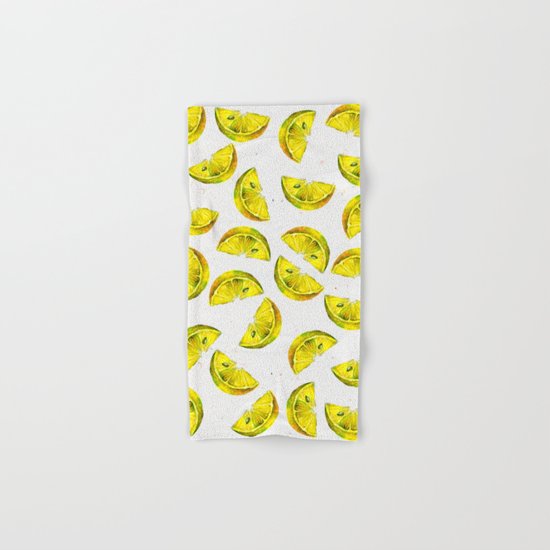 Lemon Slices Pattern White Hand & Bath Towel