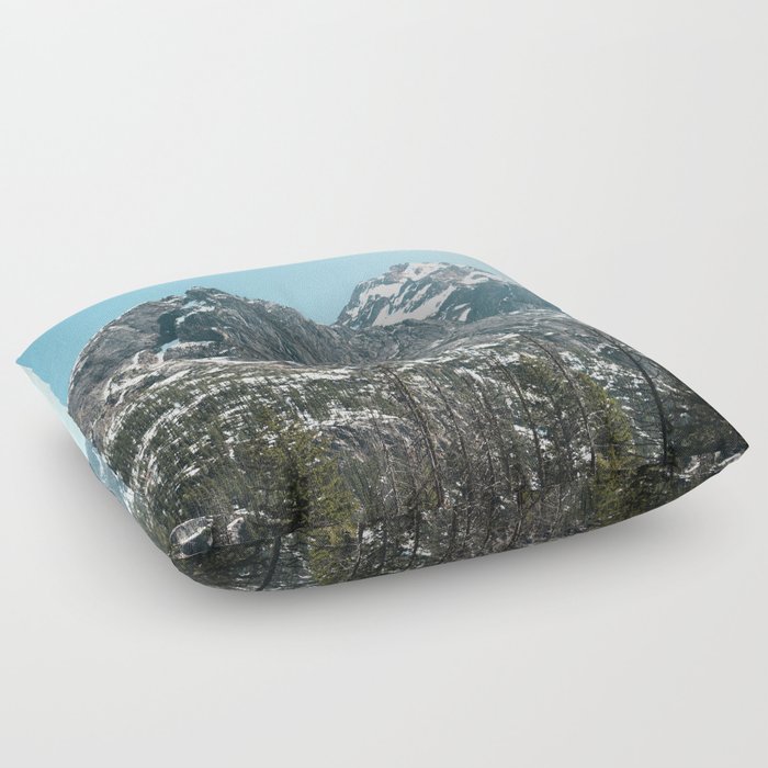 Winter Mountain Memories - Mountains and Trees Floor Pillow