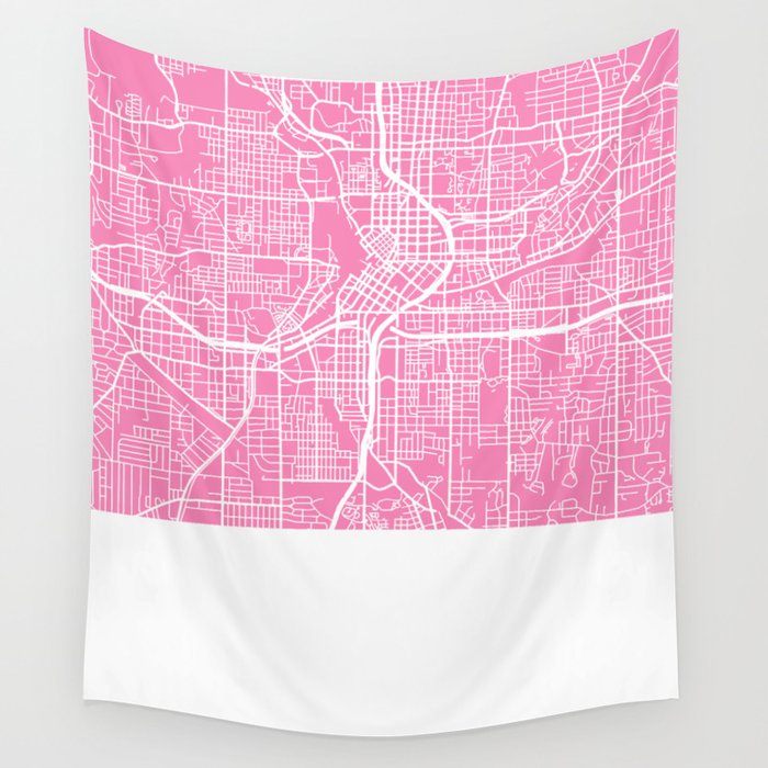 Atlanta map pink Wall Tapestry