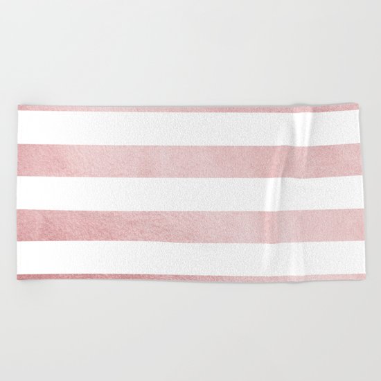 Simply Stripes in Rose Gold Sunset Beach Towel
