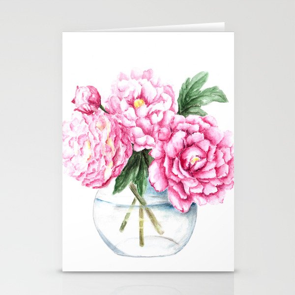 Pink Peony Painting Watercolor Peony Art Pink Flower Bouquet