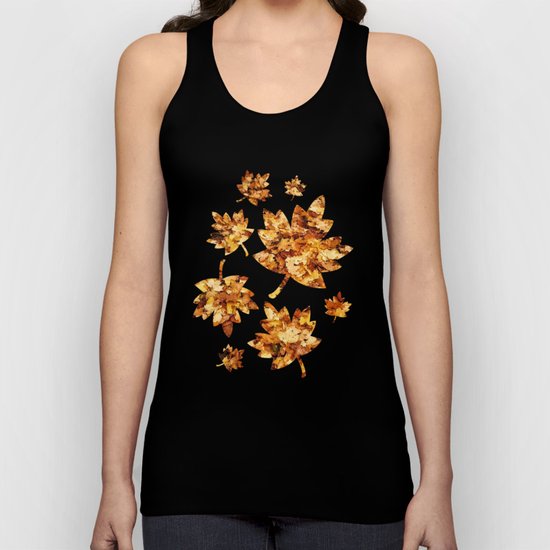 Gold yellow fall maple leaves Unisex Tank Top