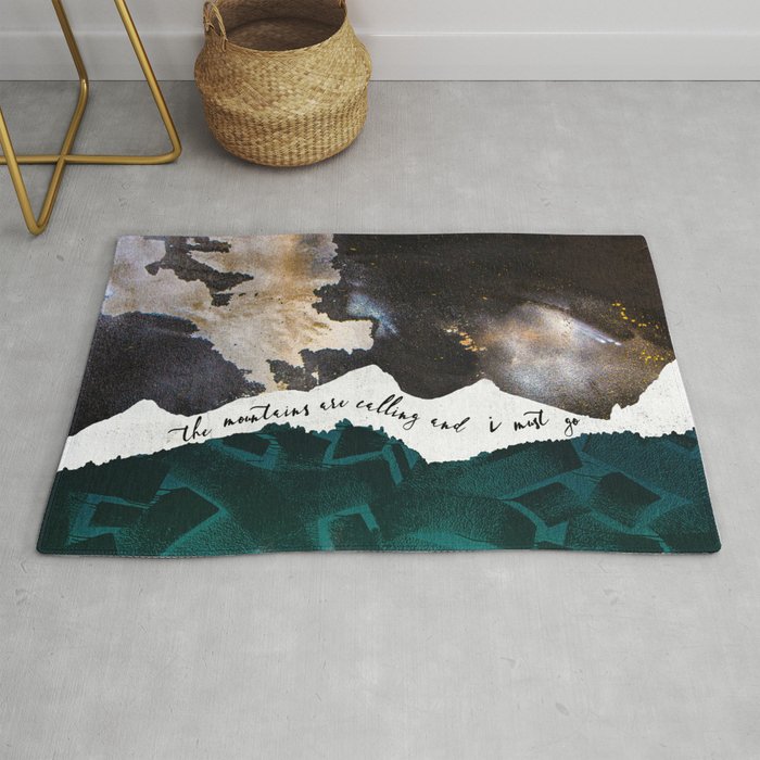 The Mountains Are Calling and I Must Go | John Muir Nature Collage Rug