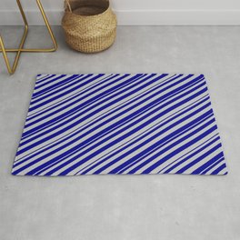 [ Thumbnail: Dark Blue and Grey Colored Lines Pattern Rug ]