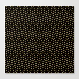 black and gold zig zag geometric pattern Canvas Print