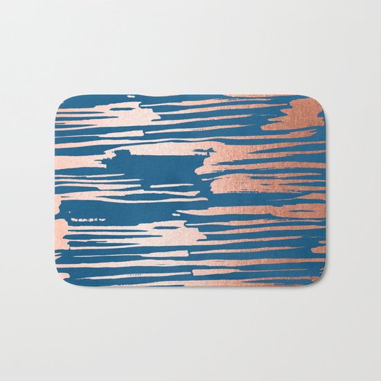 Tiger Paint Stripes - Sweet Peach Shimmer on Saltwater Taffy Teal Bath Mat