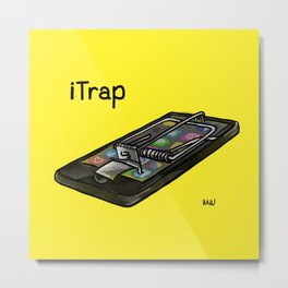 iTrap by Martin Moreau Metal Print | Drawing, Trap, Digital, Phone, Mobilephone, Actuality, Mouse, Illustration, Iphone, Mobile 