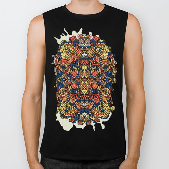 Orange Indian Mandala Biker Tank