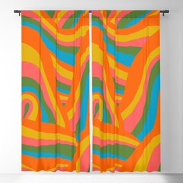 Retro 70s Psychedelic Abstract Pattern Blackout Curtain