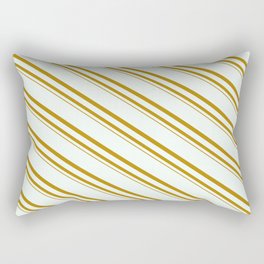 [ Thumbnail: Mint Cream and Dark Goldenrod Colored Stripes Pattern Rectangular Pillow ]