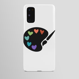 Paint Palette Hearts- Black on White Android Case