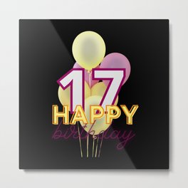 17th birthday -red and yellow balloons Happy birthday Metal Print | Graphicdesign, Birthday, Redhappybirthday, 17Th, 17Thbirthday, 17, Girlbirthday, Happybirthday 