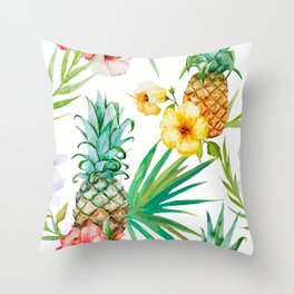 tropical pineapple Throw Pillow