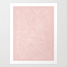 line-art wave pattern 2. Coral Art Print