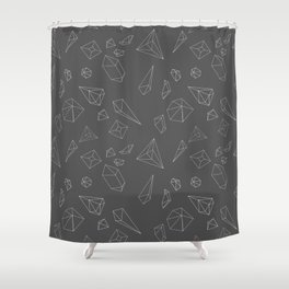 Line of crystals on a gray background Shower Curtain