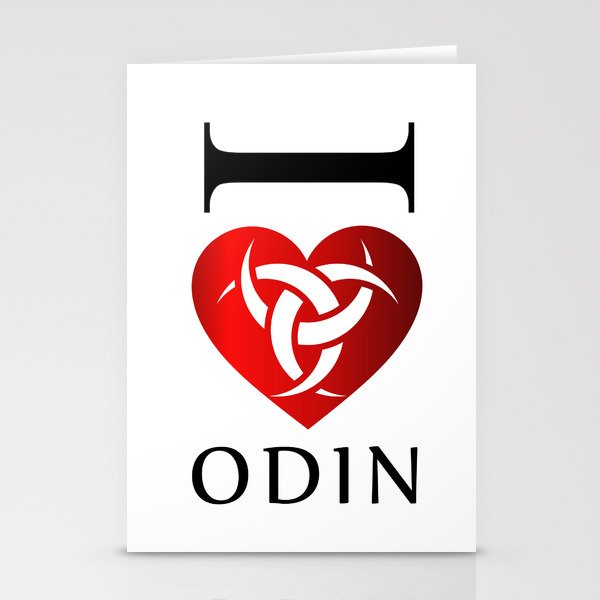 I love Odin- The graphic is a symbol of the horns of Odin, a satanist symbol Stationery Cards
