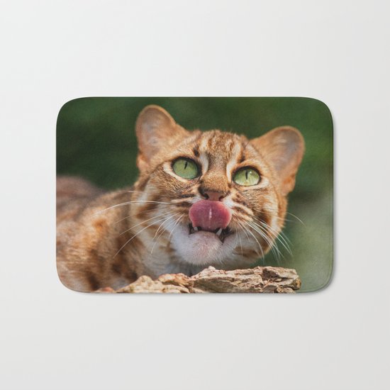 RUSTY SPOTTED CAT LICK Bath Mat