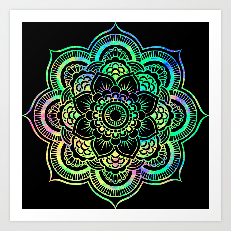 Neon Psychedelic Mandala Art Print By Vintageby2sweet Society6