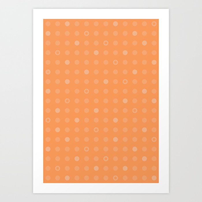 Orange Mid Mod Flower Polka Dots Art Print