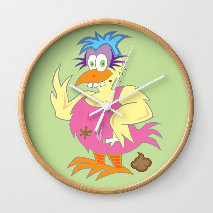 Crackers' Therapy Chicken (Green) Wall Clock