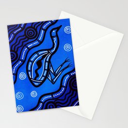 Authentic Aboriginal Art - Emu (blue) Stationery Card