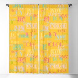 Enjoy The Colors - Colorful Typography modern abstract pattern on Yellow color background Blackout Curtain