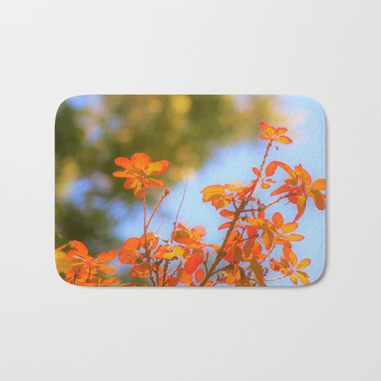 Fire Leaves Reaching Towards the Sun Bath Mat
