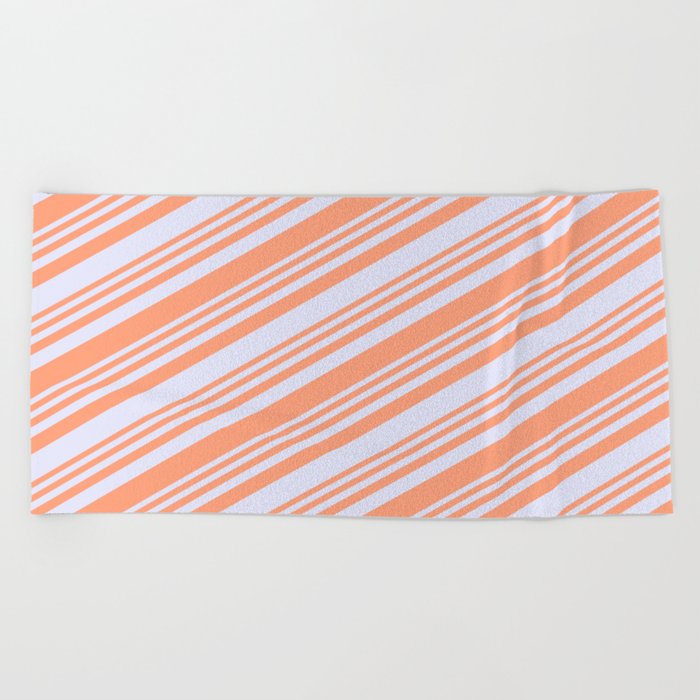 Light Salmon and Lavender Colored Lined/Striped Pattern Beach Towel
