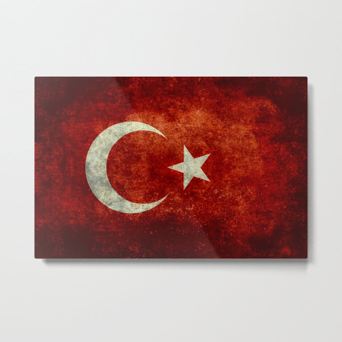 Flag of Turkey, in Grungy Metal Print