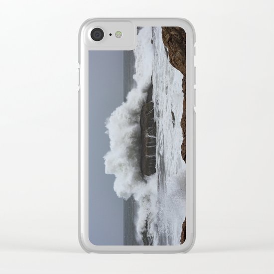 Wave splashing on the rocks Clear iPhone Case