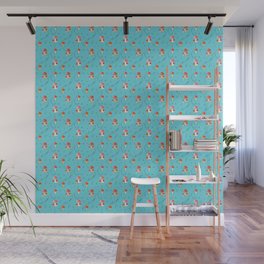 Mushrooms on a bright blue background Wall Mural