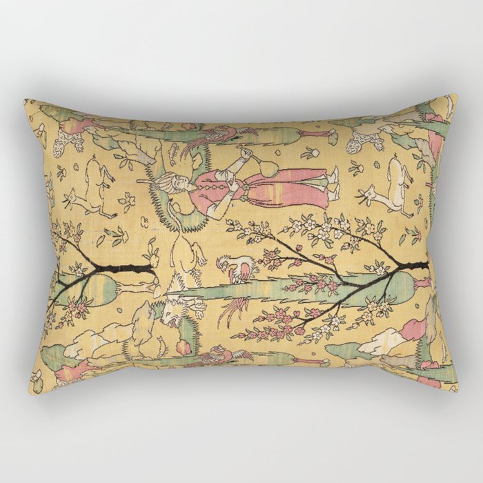 Vintage Landscape with Wine Bearers, Trees and Animals Rectangular Pillow