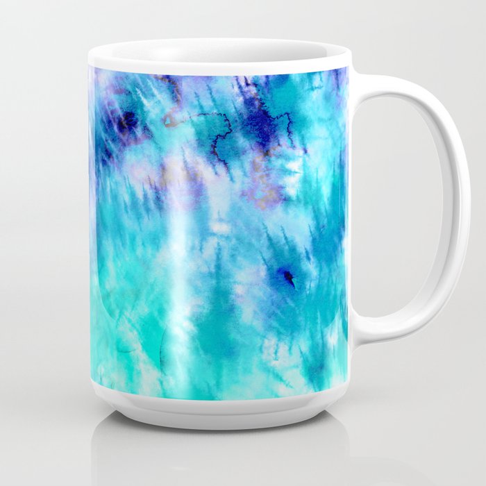 modern boho blue turquoise watercolor mermaid tie dye pattern Coffee Mug