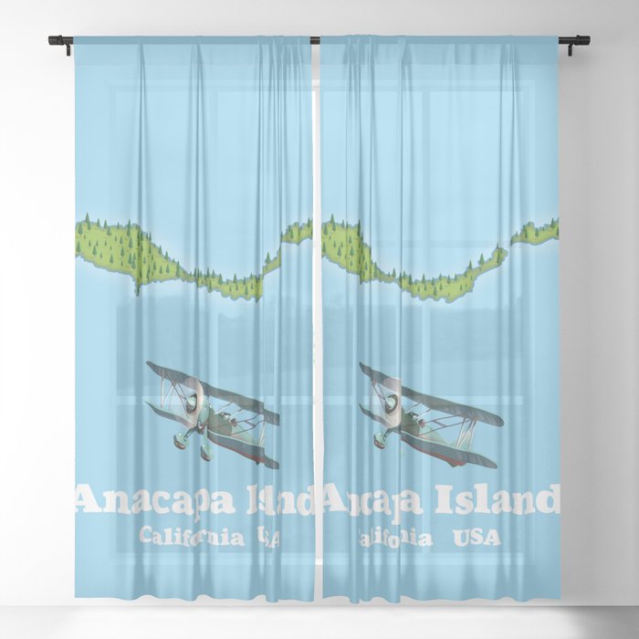Anacapa Island California Map Sheer Curtain