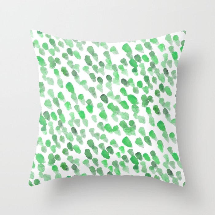 Imperfect brush strokes - green Throw Pillow