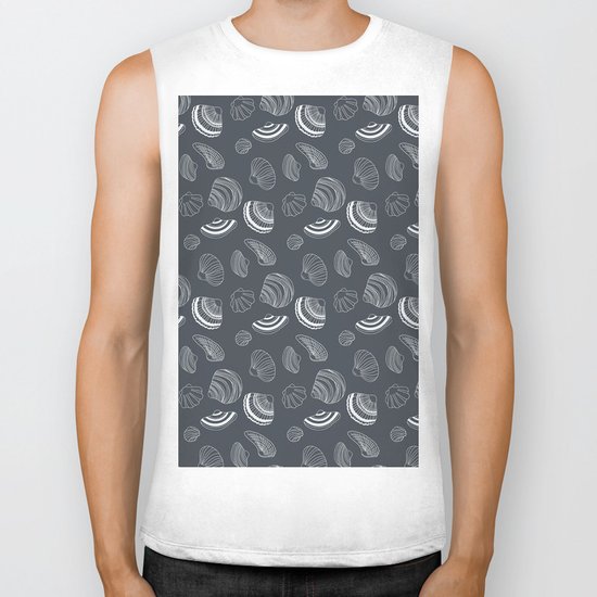 Tropical pattern with sea shells Biker Tank