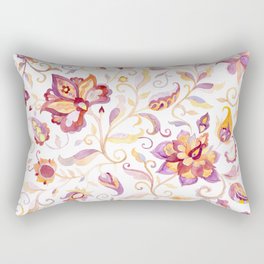 Exotic Oriental Chintz Peach Pink Floral Pattern Rectangular Pillow