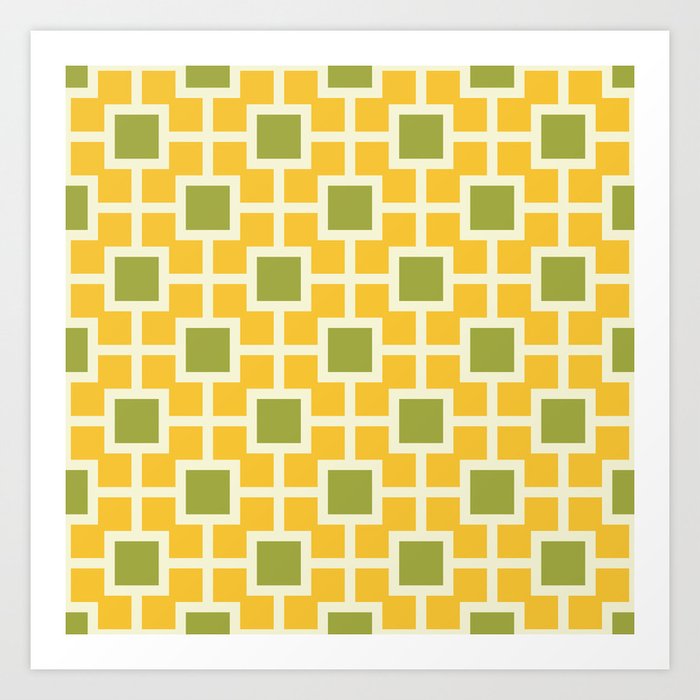 Classic Geometric Pattern 780 Green and Yellow Art Print