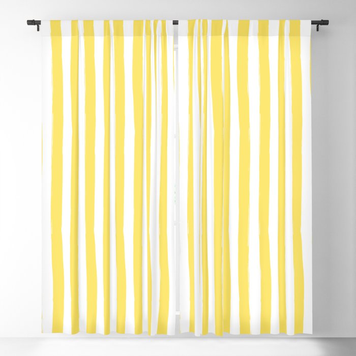 Yellow and White Cabana Stripes Palm Beach Preppy Blackout Curtain